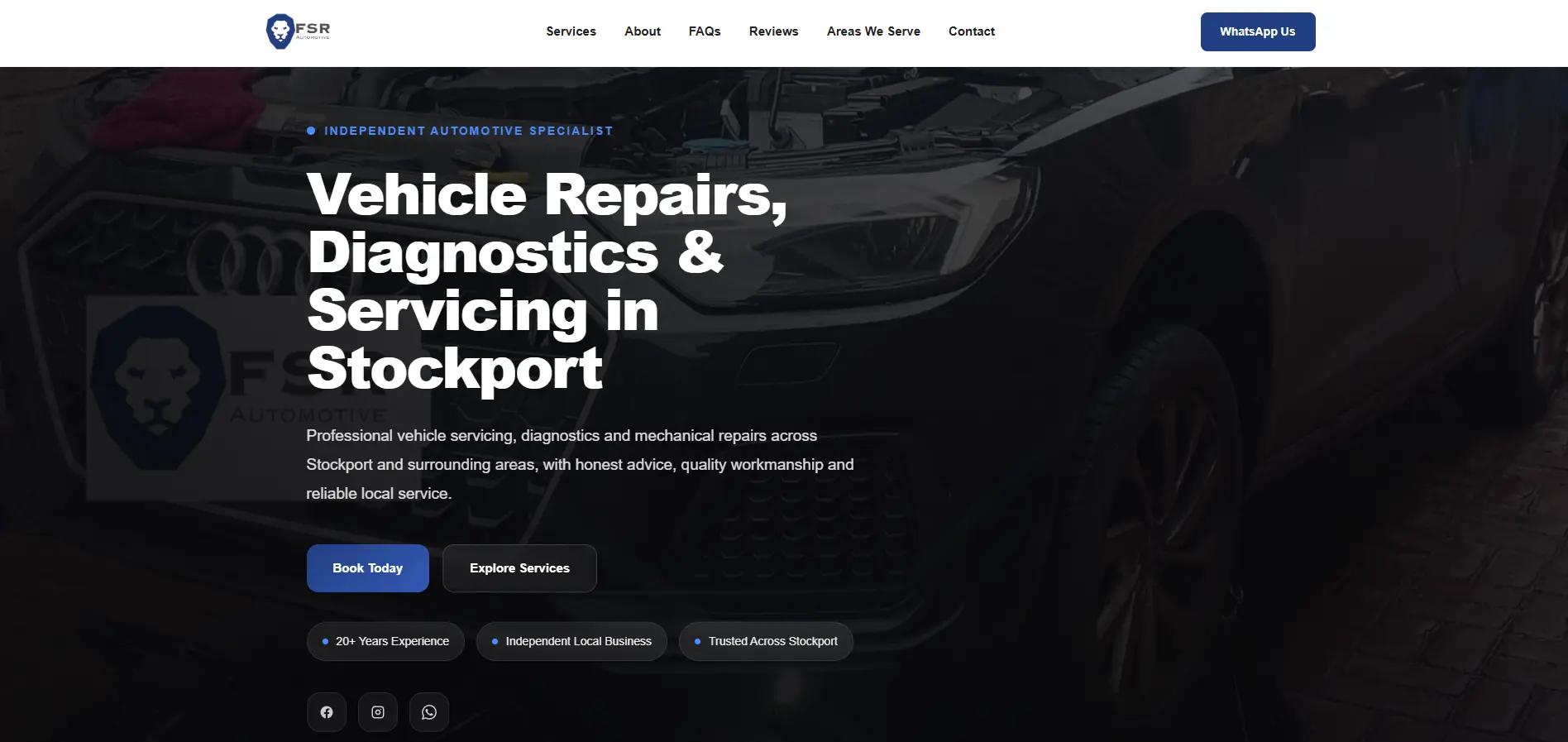 FSR Automotive website homepage designed by Built With Baylis